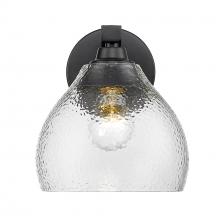  1094-1W BLK-HCG - Ariella BLK 1 Light Wall Sconce in Matte Black with Hammered Clear Glass Shade